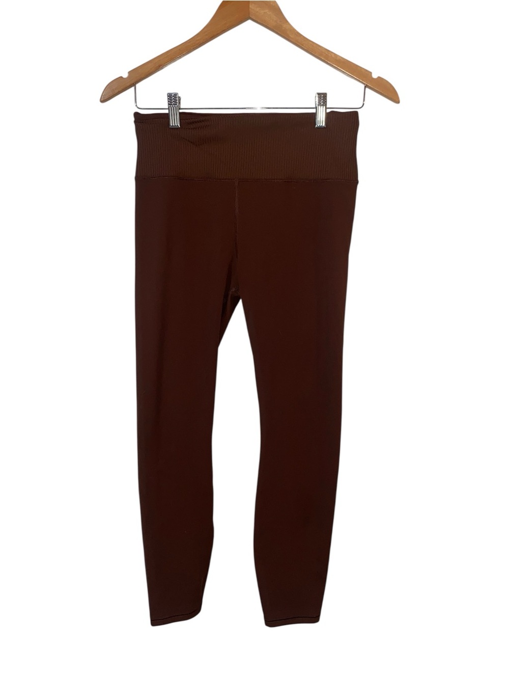 Vuori Brown Rib Studio Performance Leggings Medium Compression Smooth Activewear